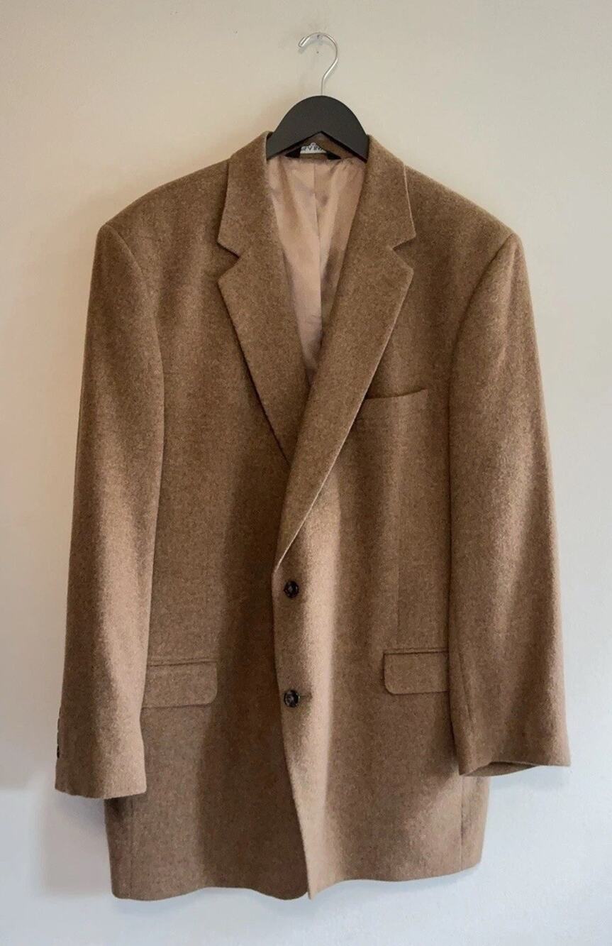 Jos A Bank Blazer Mens 50 X-Long Brown Camelhair Tweed Sport Coat Notch Lapel
